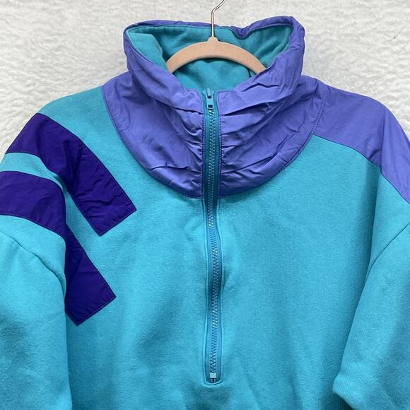 Vintage Serac Sweatshirt Womens 8 Blue Purple Colorblock 1/2 Zip Fleece Ski - Picture 5 of 13
